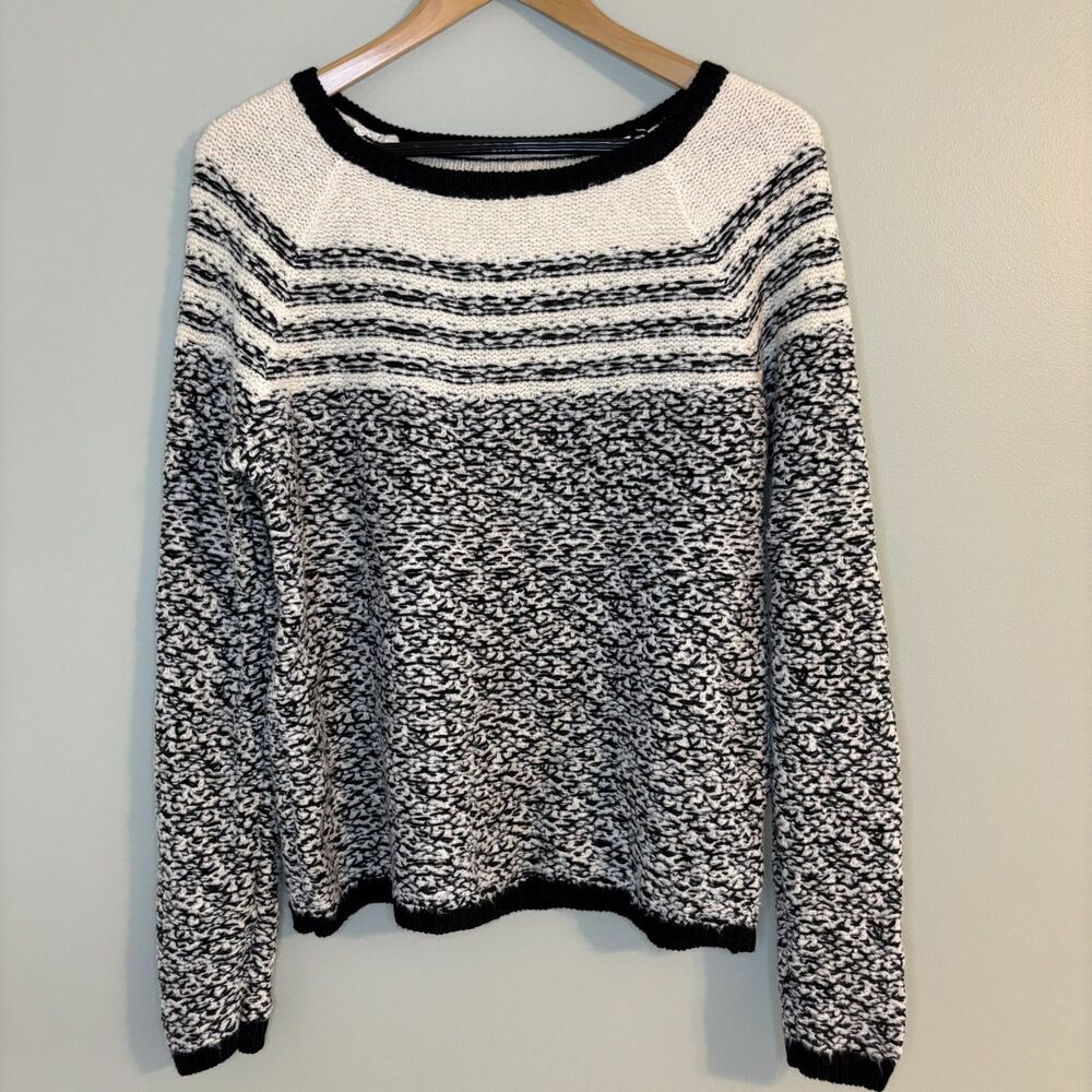 Lou & Grey Wool Blend Speckled Sweater Women's Black White Size Medium
